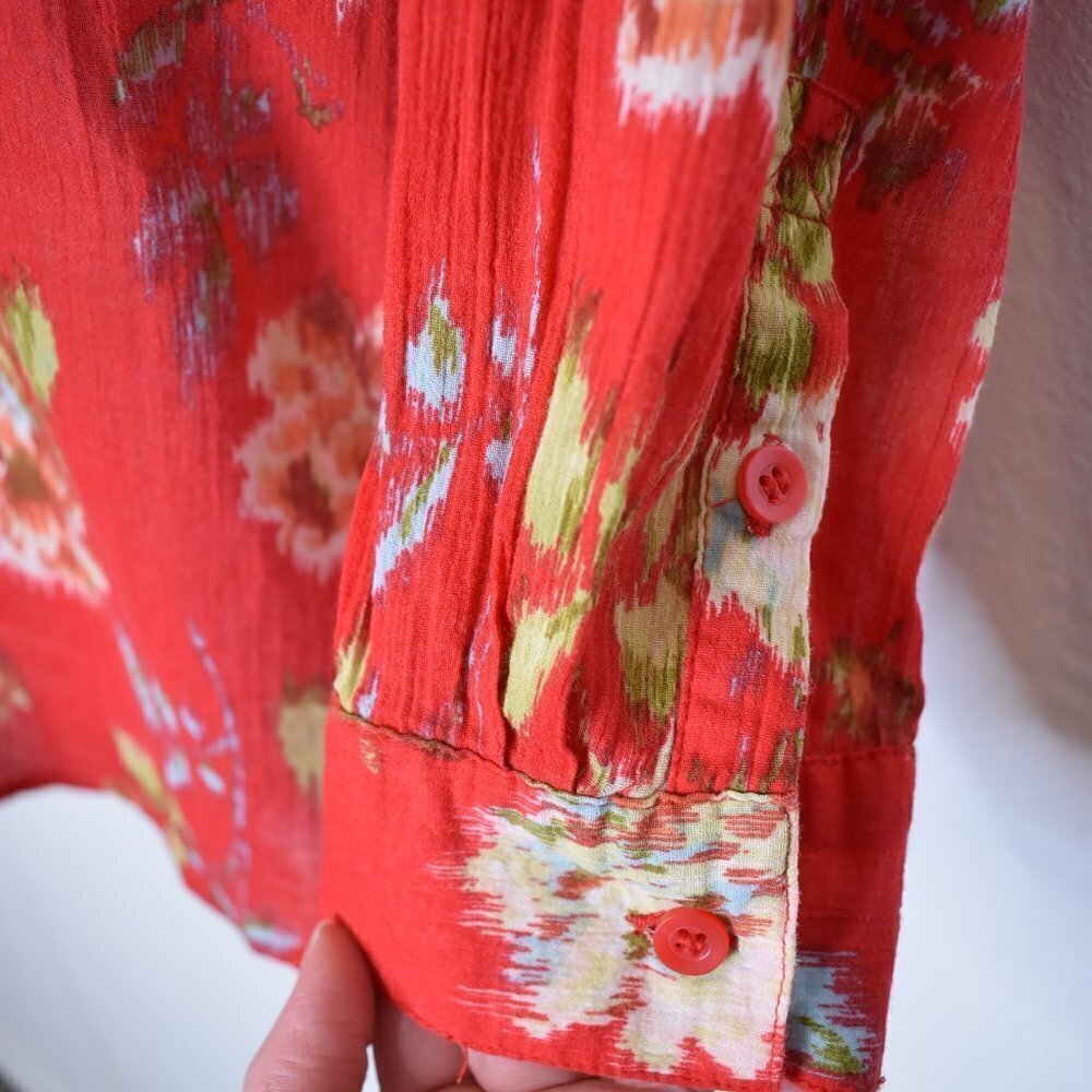 Pendleton Floral Blouse Sz XL 100% Cotton Peasant Cottagecore Whimsygoth - Picture 5 of 15